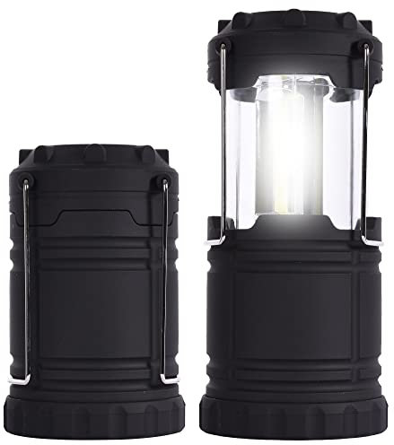 Albert Austin Collapsible COB LED Camping Light | Indoor/Outdoor Emergency Lantern | 2X Brighter LED Lights | Battery Powered | Built in Handles | Collapsible | Portable | Tent Lights - Twin Pack