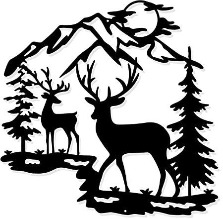 NBEADS Weihnachts Rentier Metall Wanddekoration, Schwarz Wandbehang Dekor Silhouette Wandkunst Für Zuhause Schlafzimmer Wohnzimmer Badezimmer Küche Büro Garten Hotel Wanddekoration, 30x29.5 cm