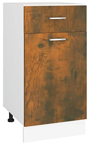 vidaXL Unterschrank, Küchenschrank mit Schublade 2 Fächern, Geschirrschrank für Küche, Küchenunterschrank Schrank Küchenmöbel, Räuchereiche