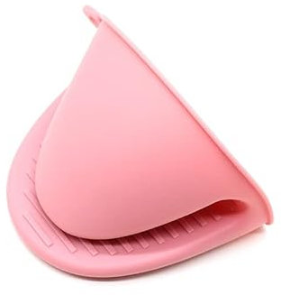 Mini Oven Gloves, Silicone Heat-Resistant Finger Mitts, Anti-Scalding and Non-Slip Food Grade Silicone Gloves for Kitchen Cooking (Pink)