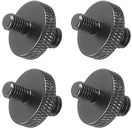 PATIKIL 4Pack Mikrofonstativ Adapter M5 Stecker an 1/4 Stecker Gewinde Stativ Schraube Adapter Doppelseiten Kamera Schraube für Mikrofon Stativständer Schwarz