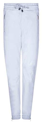 Women's Real Leather Trousers Joggers Nappa Track Sweat Pants 8 White