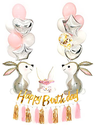 Regendeko Happy Birthday Rosa Hase Tiere Kindergeburtstag Deko Birthday Decorations Luftballon Girlande Konfetti Luftballons Party Deko Kindergeburtstag Deko Mädchen