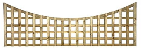Premier Concave 6x2ft (W: 6ft x H: 2ft) Frameless Rough-Sawn Square Trellis Pressure-Treated Garden Panel 60-70mm Privacy Squares Fence Topper/Wall Art Width 1828mm x Height: 600mm