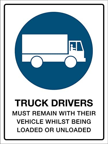 Warnschild Lkw-Fahrer Müssen Bei Ihren Fahrzeugen Bleiben Retro Sicherheitsmarkierung Personalisierte Metallschild 20X30Cm, Warnmarkierung