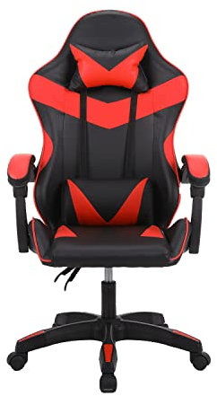 Panana Gaming Racing Chair Ergonomic Padded Armrests Gas Lift Adjustable Reclining Chair (Red)