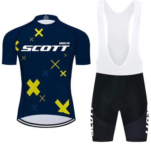 Moxilyn Fahrradtrikot Kurzarm Set für Herren Radtrikot T Shirt Radsport Radtrikot Set Fahrrad Trikot Kurzarm+Radhose mit 4D Gel,Ursprüngliche Gaze Radjacke und Radhose,MTB Radtrikot