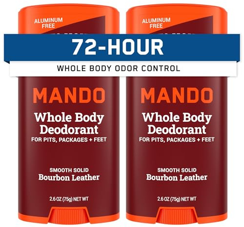 Mando Ganzkörper-Deodorant für Herren, weicher fester Stift, Geruchskontrolle nach 72 Stunden, frei von Aluminium, frei von Natriumbikarbonat, sicher für die Haut, 600 ml (2 Stück) – Fuß