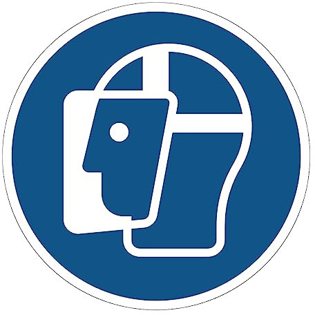 Verpflichtungsaufkleber NF ISO7010 – Wasserfester und UV-beständiger Laminierter Runder Beschilderungsaufkleber – Obligatorisches Schutzvisier - Durchmesser 25 cm