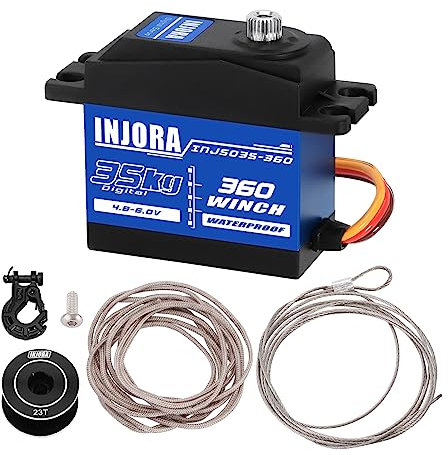 INJORA 35KG Digital Servo Waterproof 360° Rotation 23T 25T Servo Winch Spool for RC Crawler Car Boat Model