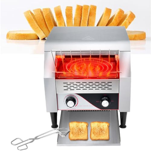 Tostapane a nastro - 2200W Tostapane per ristoranti in acciaio inox di livello commerciale con capacità di 300 fette/ora, ideale per ristoranti e panetterie