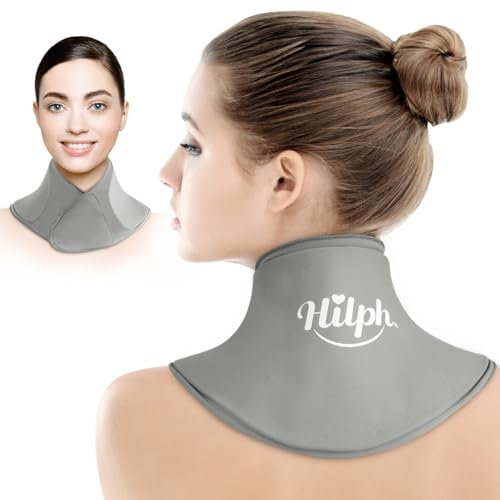 Hilph Neck Ice Pack for Injuries, Flexible Gel Ice Pack Wrap for Neck & Cervical Pain Relief, Hot Cold Therapy for Sports Injuries, Swelling, Post-Surgery Recovery - Grey