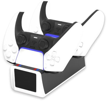 OSTENT USB Doppelladegerät Dock Power Station Ständer für Sony PS5 DualSense Wireless Bluetooth Controller (Schwarz)