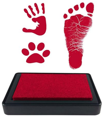 VICZON Baby Fußabdruck Handabdruck, Baby Stempelkissen, wiederverwendbare Stempelkissen, leicht abwaschbar, Farbe rot