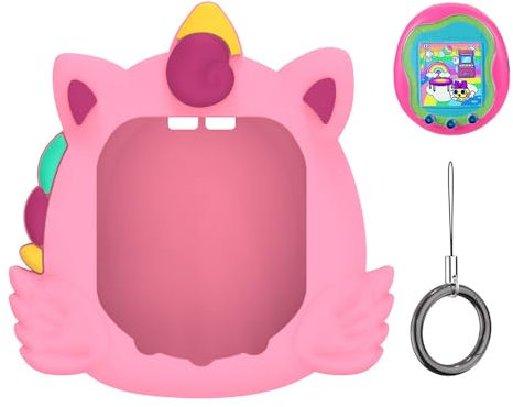 Silikonhülle für Tamagotchi Uni (2023), Schutzhülle für Haustier Spielmaschine mit Fingerschlaufe (rosa)