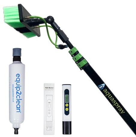 KIAM POWER PRODUCTS Aquaspray® Bundle Kit - 25ft Water-fed Telescopic Window Cleaning Pole + Inline Di-Filter + TDS Meter