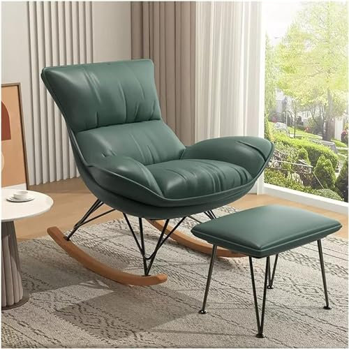HIBIWELL Schaukelstühle, Glider-Schaukelstuhl mit Ottomane, bequemer Sessel, Lesesessel, Lounge-Sessel, Beistellstühle für Wohnzimmer, Schlafzimmer, Büros
