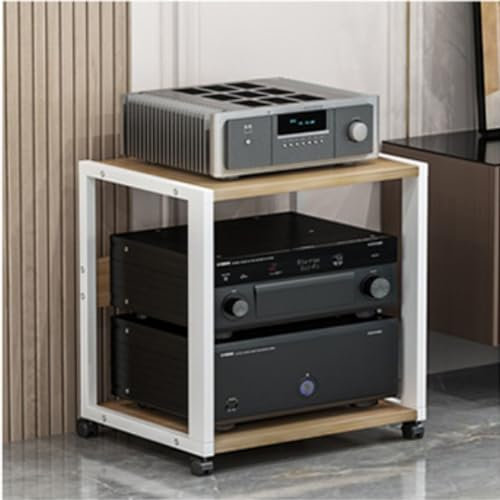 Movable Media Stand 2-Tier AV Media Stand Corner Shelf DVD Players Stand Audio Rack Stand White