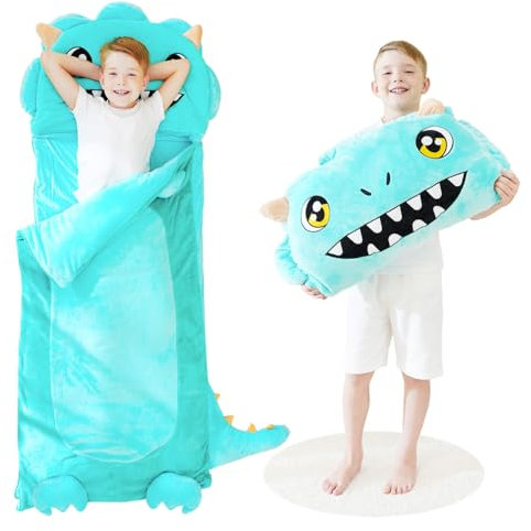 Kinder-Schlafsack mit Kissen – größere Kleinkind-Schlafmatte – Plüsch-Dinosaurier-Schlummersack für Jungen und Mädchen, Kindertagesstätte, Vorschule, Kindergarten, Geburtstagsgeschenk,