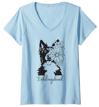 Damen Border Collie Hund Herrchen Frauchen Hunde Collie T-Shirt mit V-Ausschnitt