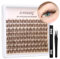 Braune Wimpernbüschel Kit Manga Wispernbüschel Natürliche braune Wimpernverlängerung CC Curl Wimpernverlängerung Einzelwimpern Kit Wimpernbinder und -versiegelung & Wimpernapplikator