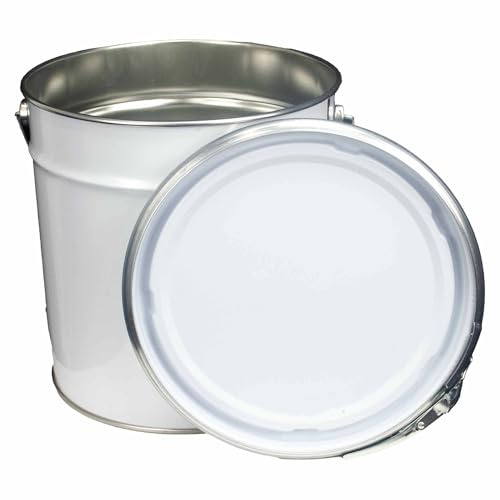ITP Packaging 15 Litre Metal Tin Pail Bucket Drum Tub, 2 Pack | Lid & Ring Closure, UN Approved, Plain Interior, For Oil Based Liquids