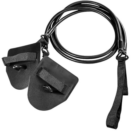 Laroal Land-Schwimmtrainer mit Handpaddeln, Widerstandsseil, Zugband, Fitness, abnehmbares Gummiband zur Verbesserung der Armstärke (Schwarz, 60 Pfund)