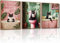 TOARTi Bathroom black cat Framed Canvas Wall Art Set,Funny Bathroom Wall Decor,Pink and green Toilet Artwork Black Cat Toilet Wall Painting,Tropical Art Prints For Living Room Bedroom Office,12x16inch