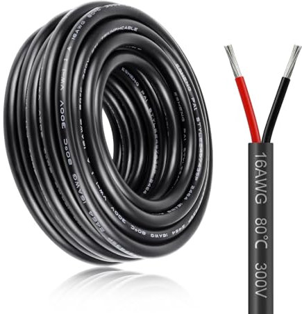 20M/65.6ft 2 * 1.5mm² Electric Cable, 16AWG Electrical Wire, 5V/12V/24V Low Voltage Extension Cable, 2 Core Outdoor Landscape Lighting Tinned Copper Wires, Flexible High Temperature Resistant Cable