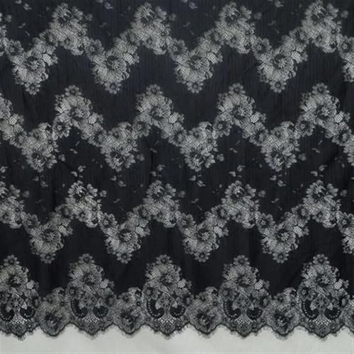 LIZHAYG Braut Spitze Stoffe 3,0 Meter Wimpernspitze Stoff Hochzeitskleid Reisefotografie Hochauflösende DIY Spitzenaccessoires Spitzenstoff Zierspitze(Black)