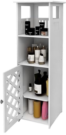 HUOLE Mobiletto Bagno Salvaspazio | Colonna Bagno con Mensole e Armadietti, Mobile Alto Salvaspazio in Legno,Organizer, Cucina, Dispensa, Lavanderia,78 * 22 * 22cm-Bianco