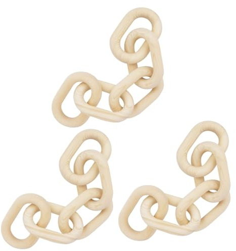 PRETYZOOM 3pcs Wooden Chain Pendant Home Decor Ornament Rustic Vintage Wall Decor for Living