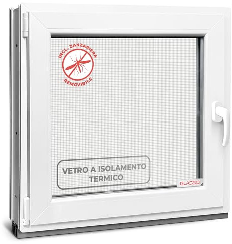Finestra per cantina, 120 x 60 cm, 2 vetri – tutte le dimensioni finestre in plastica 60 mm, profilo a sinistra, larghezza x altezza: 1200 x 600 mm, perfetta per finestre da giardino, finestre del