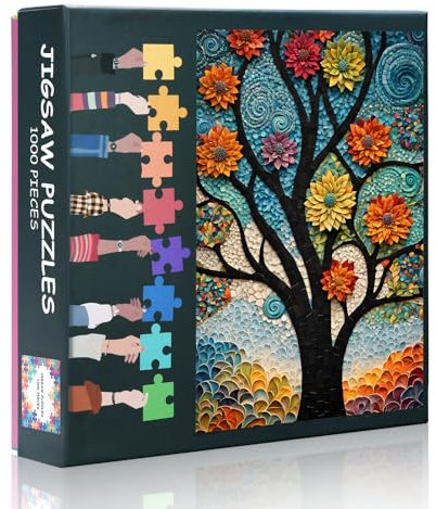 Albero Impossibile, puzzle per adulti, 1000 pezzi, albero della vita difficile e difficile, puzzle artistici colorati con fiori sfidanti per adulti come decorazione per la casa (69,8 x 50 cm)
