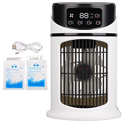 Fdit Portable Mini Air Conditioner - 3 in 1 Air Cooler, Humidifier & Fan with 8H Cooling, USB Powered, Low Noise for Home Office Bedroom Desktop, Includes Ice Box & Water Tank