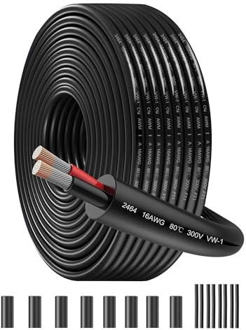 SCHDRA UL2464 16 AWG 2 Core Low Voltage Cable, 2x1.5mm², 49.21 ft | UL2464 low voltage cable with stranded tinned copper and flexible PVC for LED strips, automotive and 12V/24V projects