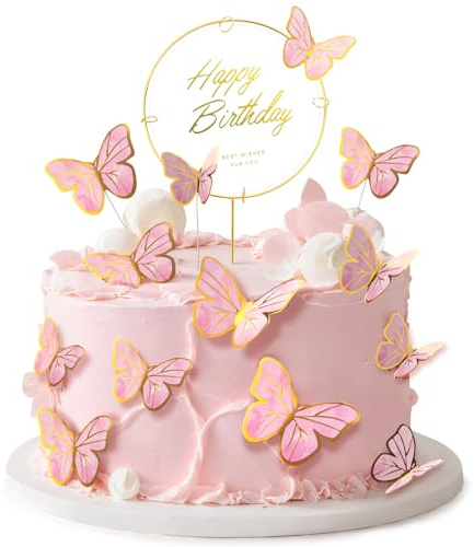 3D DIY Schmetterlinge Tortendeko für Geburtstag Party Cake | Schmetterlinge Torte Deko, Happy Birthday Cake Topper für Geburtstag Party Cake Cupcake Kuchen Deko