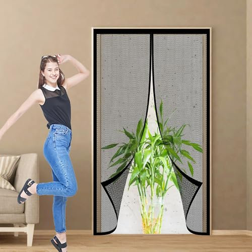 Zanzariera Magnetica per Porta Camper 108 x 210 cm Robusta Traspirante Tenda Zanzariera Porta con Totalmente per Porte Finestre Tenda, Nero
