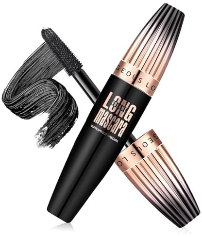 4D Fibre Soie Mascara, Mascara Imperméable, Allonge et Recourbe les Cils, Noir Intense, Tenue Longue Durée, Résistant à l’Eau, Effet Faux Cils Naturel Sans Paquets