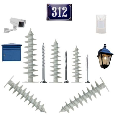 BTG-TM Nylon Dämmstoffdübel Dübel WDVS Hartschaumdübel zum wärmebrückenfreien Befestigen von Lampen Briefkästen Bewegungsmeldern in Dämmplatten Fassade (10 Dämmstoffdübel + 10 Schrauben, 50mm)