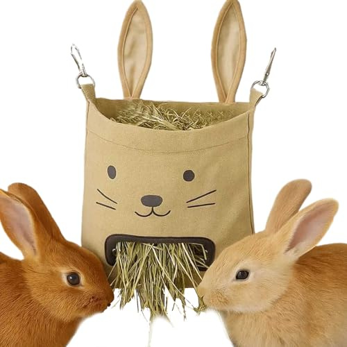 Huayeex Bunny Heu Tasche, Hängbarer Heuspender Futterraufe, Aufbewahrungsbeutelhalter für Chinchillas Kleintiere Nagerkäfig Zubehör