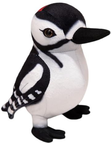 JORCEDI Specht-Plüschtier, Vogel Kuscheltier, Niedlicher Kleiner Vogel Stofftier, Specht-Plüschpuppe, Stofftier, Geschenk für jedes Alter und jeden Anlass (25 cm,Schwarz)