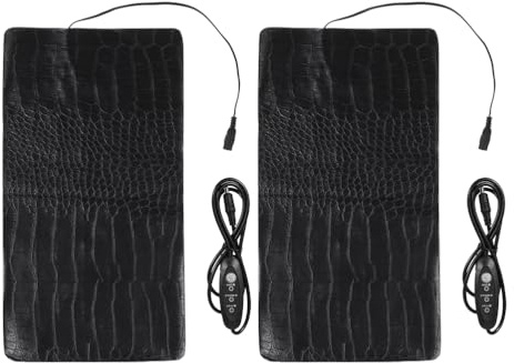 GALPADA 2pcs USB Powered Pet Heating Mats with Adjustable Temperature Settings, Safe Pu Material Heat Pads for Dogs and Pets, for Outdoor Use, Black Heating Cushions with Different