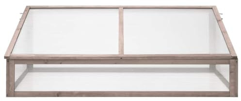 Serra da giardino in legno di abete massiccio 110 x 56 x 39 cm, serra per piante ed erbe aromatiche con coperchio a cerniera, protezione dal freddo e dal gelo in primavera