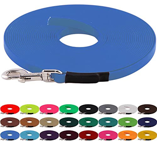 LENNIE BioThane Schleppleine, 9mm, Hunde 5-15kg, 10m lang, ohne Handschlaufe, Azurblau, genäht