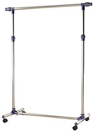 HOMCOM Garderobenständer Kleiderständer mit Rollen Höhenverstellbare und Ausziehbare Kleiderstange Wäscheständer Freistehender Garderobe für Eingangsbereich Edelstahl 86 x 45 x 95 cm