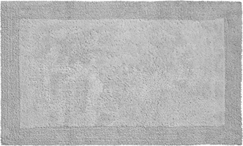 Grund organisch & beidseitig verwendbar Badteppich 100% Bio-Baumwolle, ultra soft, ÖKO-TEX-zertifiziert, 5 Jahre Garantie, LUXOR, Badematte 50x80 cm, kieselgrau