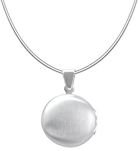 Vinani Anhänger Medaillon rund schlicht mattiert glänzend zum Öffnen mit Schlangenkette 45 cm Sterling Silber 925 Kette Italien AMRU-S45