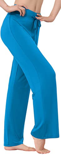 HOEREV Frauen Soft Modal Slimming Hose Yoga Hosen Pyjama-Hose, Blau, XL