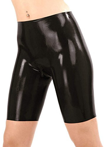 Anita Berg Hautenge Latex Hose Radler / Shorts Reißverschluss im Schritt Gr. L transparent